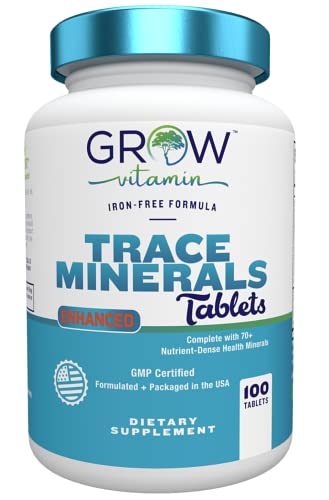 Trace Minerals Enhanced Complex - Complete with 70+ Nutrient-Dense Health Mineral - 100% Natural Ingredients - Iron Free | All in One |1000mg Calcium 500mg Magnesium - 100 Tablets