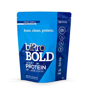 BiPro Bold Milk & Whey Protein Powder Isolate for Every Lifestyle, Creamy Vanilla, 1 Pound - No Added Sugar, Suitable for Lactose Intolerance, Gluten Free, Contains Prebiotic Fiber