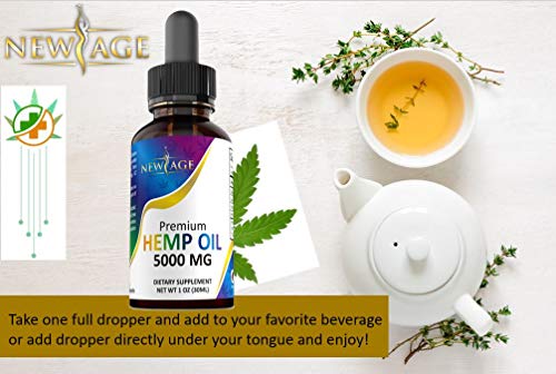 5000mg Hemp Oil Extract for Pain, Anxiety & Stress Relief - 5000mg of Pure Hemp Extract - Grown & Made in USA - 100% Natural Hemp Drops - Helps with Sleep, Skin & Hair.