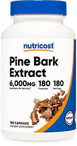 Nutricost Pine Bark Extract 6000mg, 180 Capsules, Standardized to Contain 95% Proanthocyanidins - Non-GMO, Gluten Free