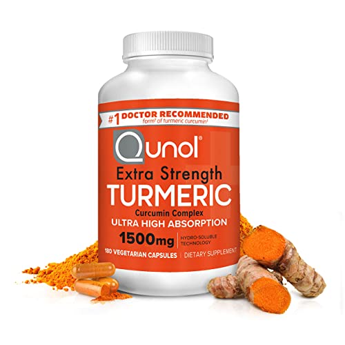 Turmeric Curcumin Softgels, Qunol with Ultra High Absorption 1500mg, Joint Support, Dietary Supplement, Extra Strength, 180 Softgels