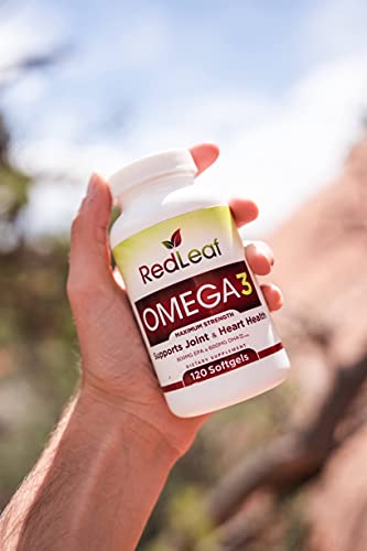 Red Leaf Omega 3, Non-GMO 2000 mg Fish Oil, 800 mg EPA, 600 mg DHA, Omega-3 Supplement from Wild Caught Fish, No Fish Burps, Vitamin E- Unflavored- 120 softgels (60 Servings)