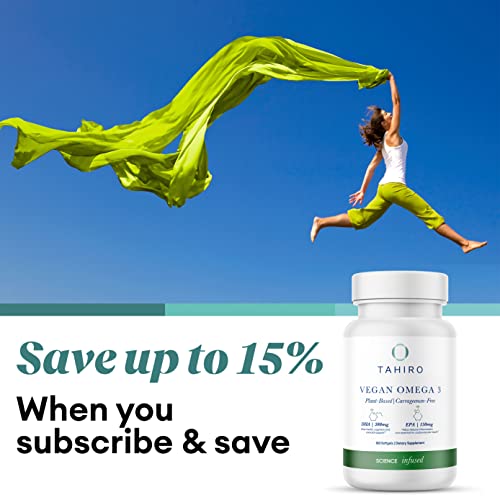 Tahiro Vegan Omega-3 Softgels. Serving Size 1000mg Includes DPA , DHA & EPA Plant Based Supplement. Nutrients for Men, Women, Kids, and Pregnant Women.