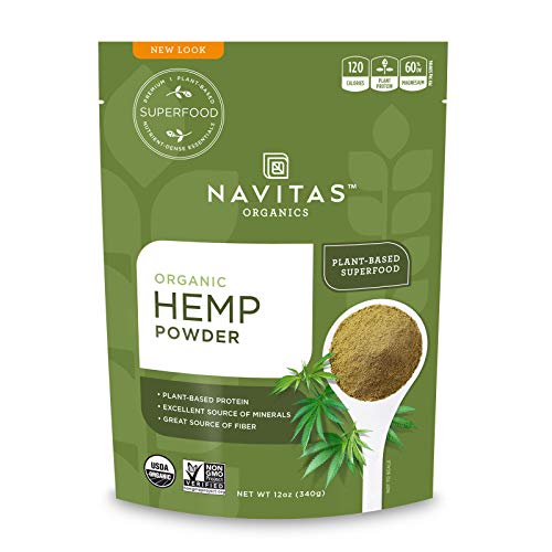 Navitas Organics Hemp Powder, 12 oz. Bag, 11 Servings — Organic, Non-GMO, Cold-Pressed, Gluten-Free