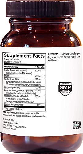 The Gut Institute Dragon Mojo Adaptogenic Formula - Natural Calm, Stress Relief and Focus Support Capsules with Tribulus, Horny Goat Weed, Tongkat Ali and More - 30-Day Supply - Made in The USA