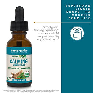 BareOrganics Calming Liquid Drops, Herbal Supplement, 1 Ounce