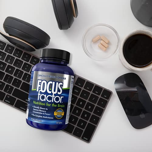 Focus Factor Nutrition for The Brain, Improved Memory & Concentration Supplement, Original, 60 Count, Pack of 2
