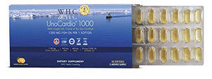 WHC, UnoCardio 1000 Fish Oil (60 Softgels), 1300 mg of Pure Triglyceride Fish Oil with Omega-3 (1180 mg), 665 mg EPA and 445 mg DHA and 25 mcg (1000 IU) Vitamin D3 per softgel
