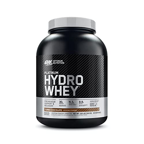 Optimum Nutrition Platinum Hydrowhey Protein Powder, 100% Hydrolyzed Whey Protein Isolate Powder, Flavor: Turbo Chocolate, 3.5 Pounds