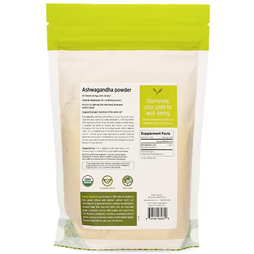 Banyan Botanicals Organic Ashwagandha Powder – Withania somnifera – for Healthy Adrenals & Immune System, Stress Relief, Strength, Balanced Mood & More* – 1lb. – Non-GMO Sustainably Sourced Vegan