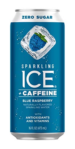 Sparkling ICE +Caffeine Cherry Vanilla Sparkling Water, with Antioxidants and Vitamins, Zero Sugar, 16 fl oz Cans (Pack Of 12) & +Caffeine Blue Raspberry Sparkling Water, 16 fl oz Cans (Pack Of 12)