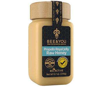 BEE and You Royal Jelly+Propolis+Raw Honey - No Additives/Flavors/Preservatives Added – 6.7 oz - Immune Support