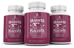 Ancestral Supplements Grass Fed Placenta (with Liver) — After Birth, Nursing, Menopause & Dry Skin Support (180 Capsules)