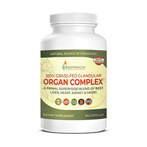 100% Grass-Fed Glandular Organ Complex: A Primal superfood Blend of Beef Liver, Heart, Kidney and More! (150 Capsules)