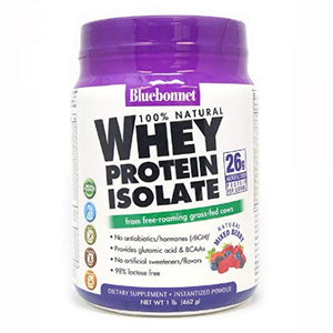 Bluebonnet Nutrition Whey Protein Isolate Powder From Grass Fed Cows, No Sugar Added, Non GMO, Gluten & Soy free, kosher Dairy, 16 Oz