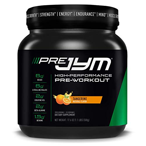 Pre JYM Pre Workout Powder - BCAAs, Creatine HCI, Citrulline Malate, Beta-Alanine, Betaine, and More | JYM Supplement Science | Tangerine Flavor, 20 Servings