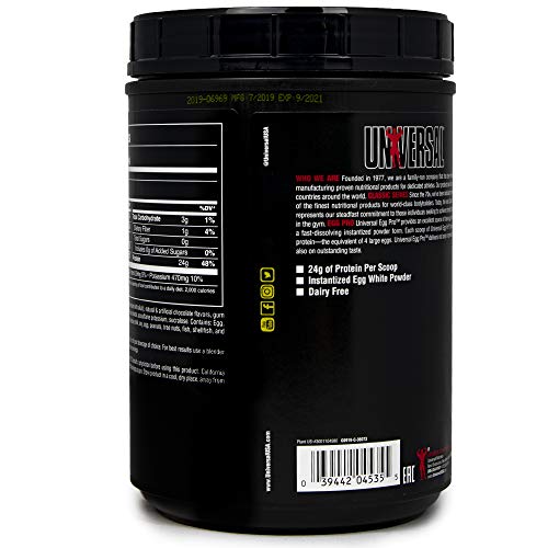 Universal Nutrition Egg Pro Pure Instantized Egg White Powder, Chocolate, 1 Lb