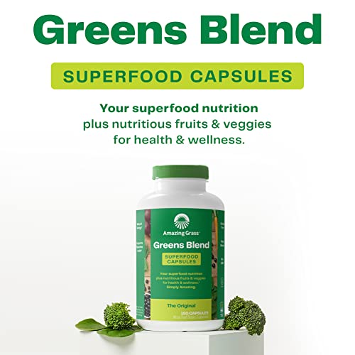 Amazing Grass Greens Blend Superfood: Super Greens Powder with Spirulina, Alfalfa, Beet Root Powder, Digestive Enzymes, Prebiotics & Probiotics, Original, 100 Servings (Packaging May Vary)