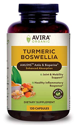 Avira Organic Turmeric Boswellia - Super Fusion with Amla, Curcumin, Bioperine, Traditional Joint Care Blend with Guggulu, Ashwagandha and Ginger Known to Support Joint and Mobility Health, Non-GMO