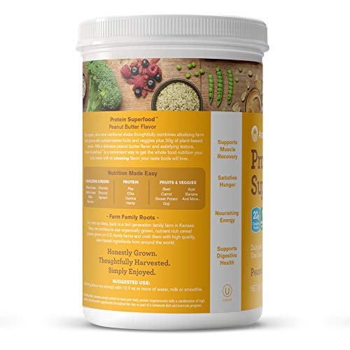 Amazing Grass Protein Superfood: Organic Vegan Protein Powder, Plant Based Meal Replacement Shake with 2 servings of Fruits and Veggies, Peanut Butter Flavor, 10 Servings, 15.5 Ounce (Pack of 1)