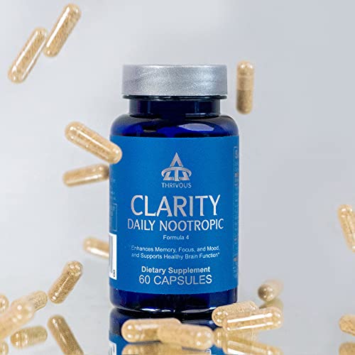 Thrivous Clarity - Enhance Brain Function, Memory, Focus & Mood - Advanced Natural Nootropic Supplement: Synapsa Bacopa Monnieri, L Theanine, Rhodiola Rosea, Vitamin B Complex, Zinc Picolinate