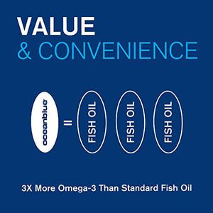 Oceanblue Omega 3 2100-120 Softgels - 2 Pack - Triple Strength Burpless Fish Oil ? Molecularly Distilled - High Concentration EPA DHA and DPA - Wild-Caught - Natural Orange Flavor
