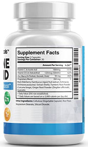Immune Defense Support Supplement 8 in 1 w/ Zinc 50mg Quercetin, VIT C 1000mg, Vitamin D3 5000 IU, Elderberry, Turmeric Curcumin, Ginger, Echinacea - Immunity System Booster Adults Vegan - 60Ct (USA)