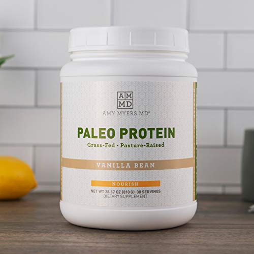 Pure Paleo Protein by Dr. Amy Myers – Clean Grass Fed, Pasture Raised Hormone Free Protein, Non-GMO, Gluten & Dairy Free – 21g Protein Per Serving – Vanilla Bean Shake for Paleo and Keto