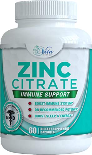 Vita Miracle Zinc Citrate 30mg - Boost Immune System Adults Kids Safe Immune Supplement Support Vitamin Alternative to Lozenge Liquid and Chewable Tablets