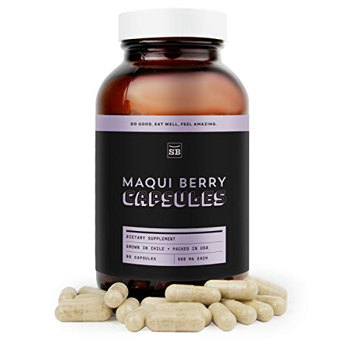 SB Organics Maqui Berry Capsules - 90 ct Non-GMO Vegan Supplement Made of Pure Maqui Berry Powder from Chile - Rich in Antioxidants