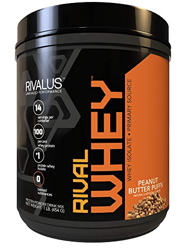 Rivalus Rivalwhey – Peanut Butter Puffs 1lb - 100% Whey Protein, Whey Protein Isolate Primary Source, Clean Nutritional Profile, BCAAs, No Banned Substances, Made in USA