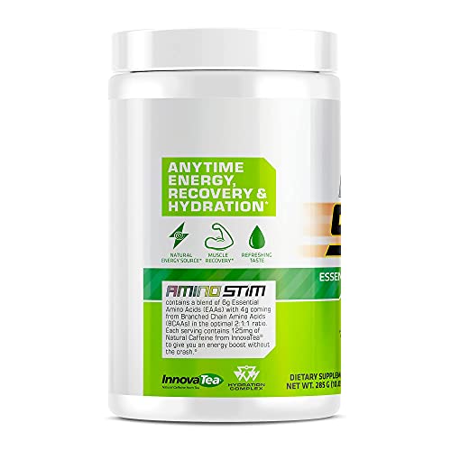 USN Amino Stim EAAs (Essential Amino Acids) + Energy, 125mg Caffeine, 6g Essential Amino Acids, Hydration Complex, Muscle Growth Recovery, Green Apple, 10.05 Ounce (Pack of 1)