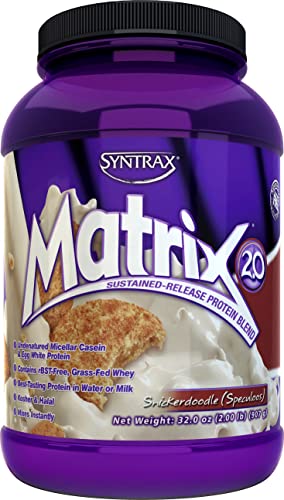 Syntrax Matrix, Native Grass-Fed, Undenatured Whey Protein, Micellar Casein and Egg Albumin with Glutamine Peptides, RBST-Free, Mixes Instantly, Smooth Creamy Flavor, Snickerdoodle, 2 Pounds, (SM2SD)