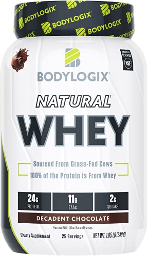 Bodylogix Natural Grass-Fed Whey Protein Powder, Decadent Chocolate, 1.85 Pound