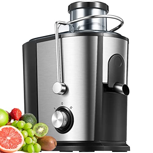 Juicer Centrifugal Juicer Machine for Fruit, Vegetables, 3" Wide Mouth, Updated Motor, Non-slip Design, Silver