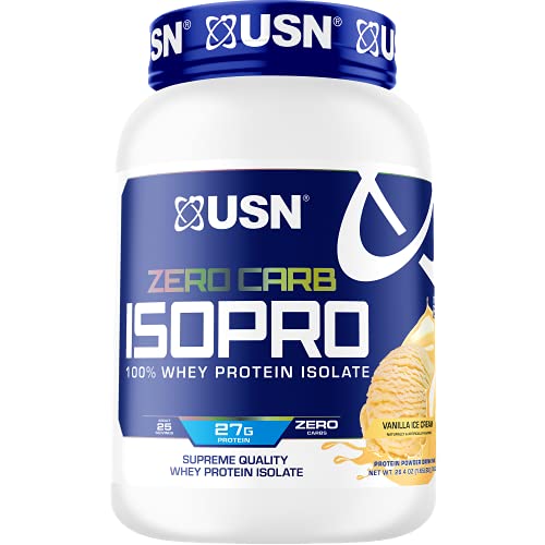 USN Supplements Zero Carb IsoPro 100% Whey Protein Isolate Powder - Keto Friendly, Sugar Free and Low Calorie, Vanilla, 1.7 Pounds