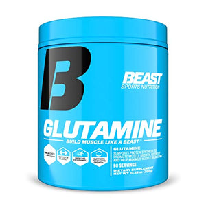 Beast Sports Nutrition Glutamine, Unflavored - 10.58 oz - Build & Maintain Muscle, Increase Endurance - Promotes Recovery & Growth - 60 Servings