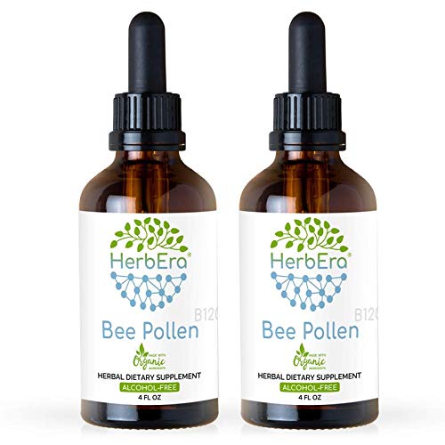 Bee Pollen B120 (2pcs) Alcohol-Free Herbal Extract Tincture, Super-Concentrated Organic Bee Pollen (Bee Pollen) Dried Pollen (2x4 fl oz)