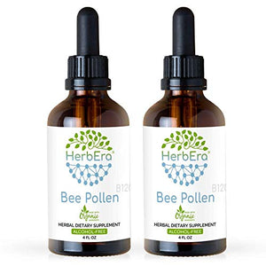 Bee Pollen B120 (2pcs) Alcohol-Free Herbal Extract Tincture, Super-Concentrated Organic Bee Pollen (Bee Pollen) Dried Pollen (2x4 fl oz)