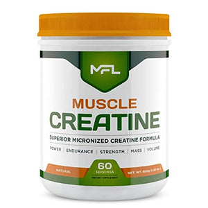 MFL Muscle Creatine | 3 Forms of Micronized Creatine | 10g | 0 Sugar | Sweetened with Stevia | All-Natural | 60 Servings (Natural)