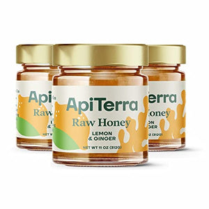 ApiTerra - Raw Honey with Lemon & Ginger , 11oz (pack of 3)