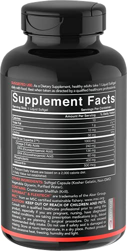 Antarctic Krill Oil 1000mg (Per Softgel) with Omega-3s EPA & DHA + Astaxanthin & Phospholipids | IKOS 5-Star Certified & Non-GMO Verified (30 Liquid softgels)