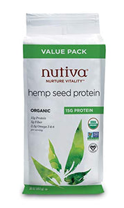 Nutiva Organic Cold-Pressed Raw Hemp Seed Protein Powder, Peak Protein, 30 Oz, USDA Organic, Non-GMO, Whole 30 Approved, Vegan, Gluten-Free & Keto, Plant Protein with Essential Amino Acids