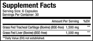 Codeage Grass Fed Beef Cartilage Supplement - Freeze Dried, Non-Defatted, Desiccated Beef Tracheal Bovine Cartilage & Liver Pills – Pasture Raised Argentina Beef Vitamins - Non-GMO -180 Capsules