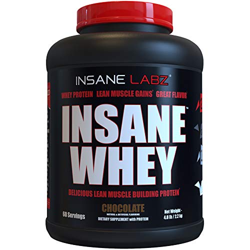 Insane Labz Insane Whey,100% Muscle Building Whey Isolate Protein, Post Workout, BCAA Amino Profile, Mass Gainer,Meal Replacement,Kosher and Halal Approved, 5lbs, 60 Srvgs, Chocolate