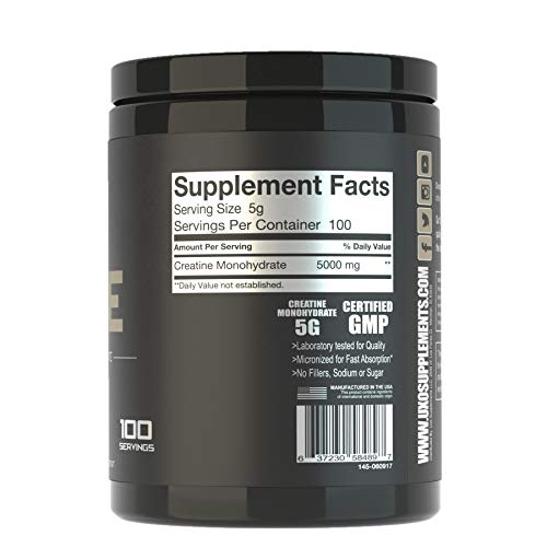 UXO Supplements: Veteran Owned Supplement Company: Creatine (100 Servings, Creatine Monohydrate, Increased Strength & Size)