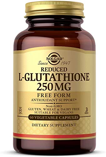 Solgar Reduced L-Glutathione 250 mg, 30 Vegetable Capsules - Antioxidant Support - Free Form Amino Acids - Non-GMO, Vegan, Gluten Free, Dairy Free, Kosher - 30 Servings