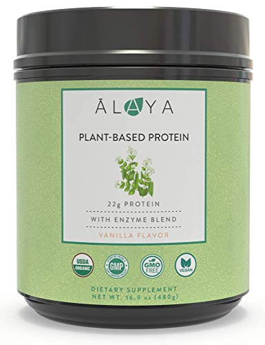 Alaya Naturals Organic Plant Based Protein Powder - Vegan Protein Powder with Pea Protein, Hemp Protein, & Spirulina - Non-GMO, USDA Organic, Vanilla