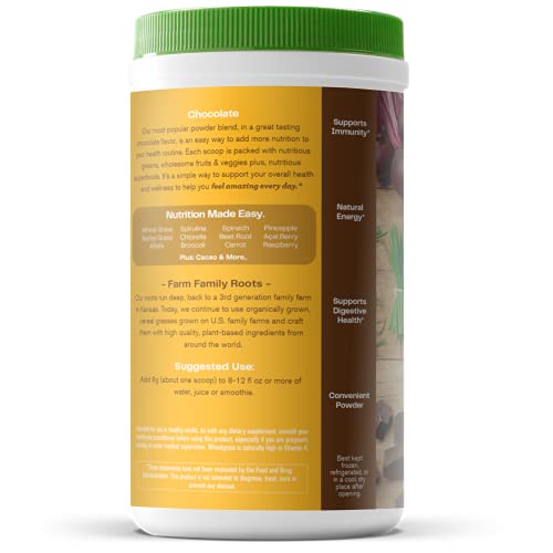 Amazing Grass Greens Blend Superfood: Super Greens Powder with Spirulina, Chlorella, Beet Root Powder, Digestive Enzymes, Prebiotics & Probiotics, Chocolate, 60 Servings (Packaging May Vary)