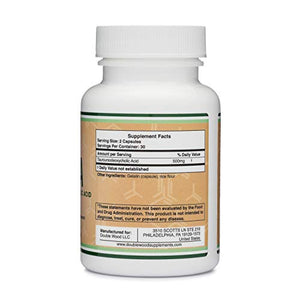 TUDCA Liver Support Supplement, 500mg Servings, Liver Health Aid for Detox and Cleanse (60 Capsules, 250mg) Genuine Bile Acid TUDCA With Strong Bitter Taste by Double Wood Supplements